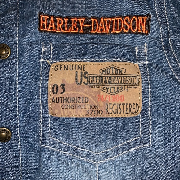 2t Harley Davidson denim shirt with hood - Picture 3 of 4
